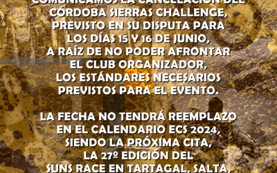 Se cancela el Córdoba Sierras Challenge el 15 y 16 de Junio